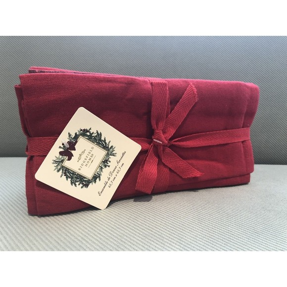 Ridgefield Home RED Black PLAID HOLIDAY Christmas NAPKINS ~ Set Of 12 New - Picture 6 of 6